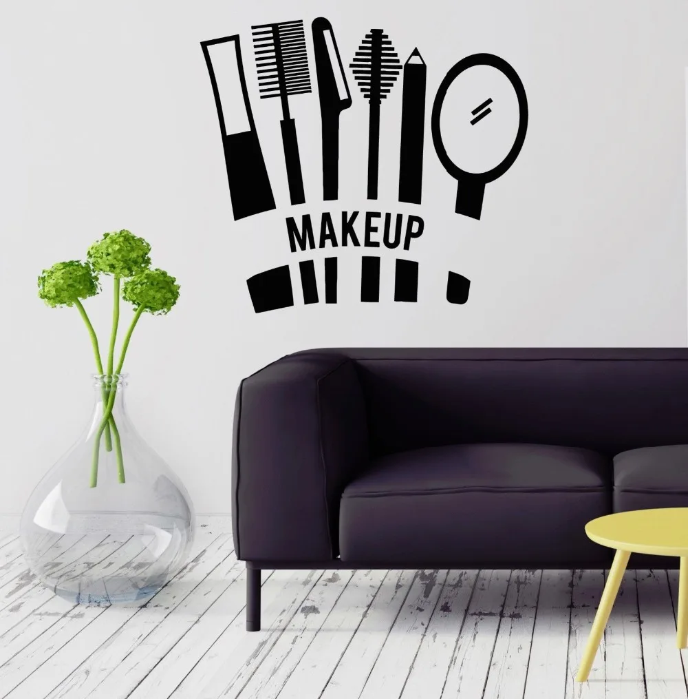 Wall Decal Makeup Cosmetics Beauty Salon Stylist for Girl Vinyl Sticker