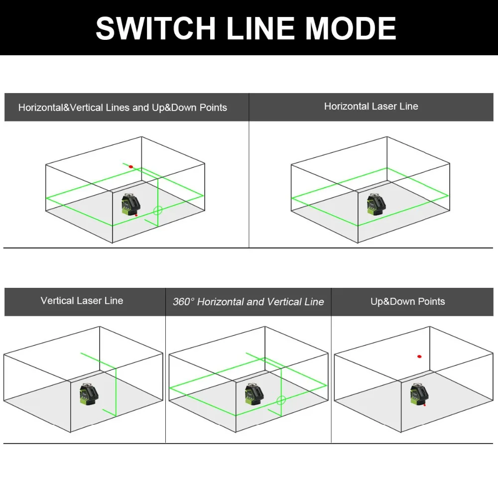 Kaufen Huepar Grüne Strahl Laser Level mit 2 Plumb Punkte Selbst Nivellierung 360 3D Rotary Kreuz Linie Vertikale Horizontale 5 linie Mess Werkzeug