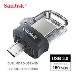 SanDisk SDDD3 крайне высокая скорость OTG USB 3,0 диск памяти 128 ГБ 32 ГБ, 64 ГБ 150 МБ/с. Micro USB двойной Интерфейс для ПК или Android