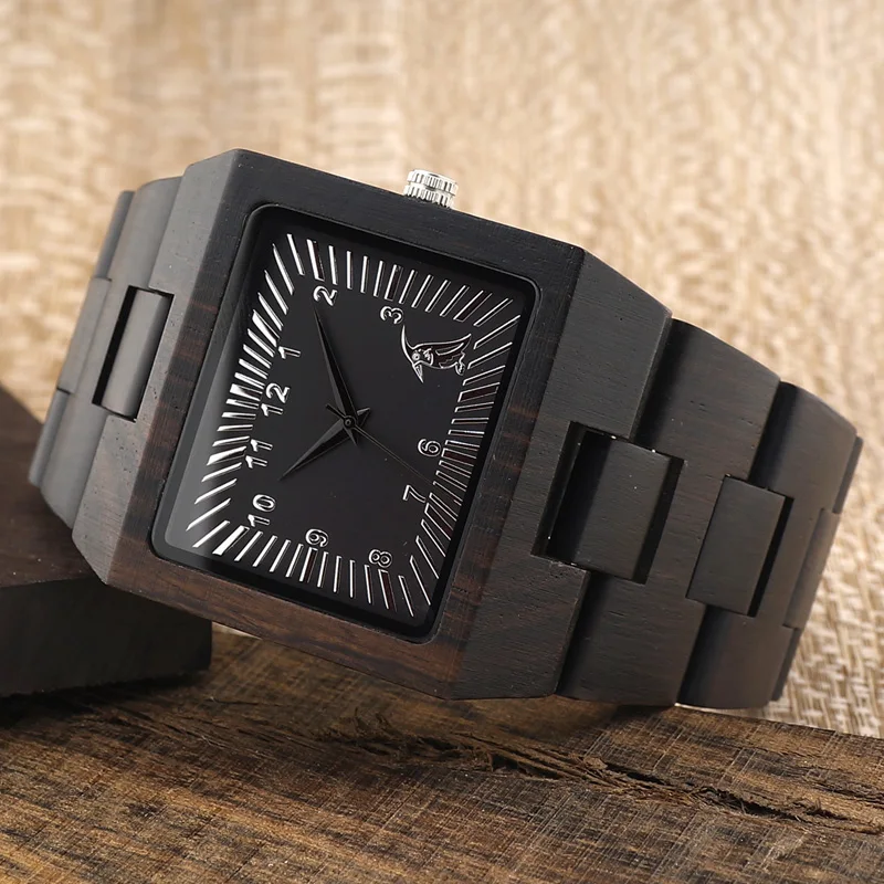 BOBO BIRD V-L23 Ebony Wooden Watch Mens Luxury Brand Design All Wood Quartz Wristwatch in Gift Box relojes mujer