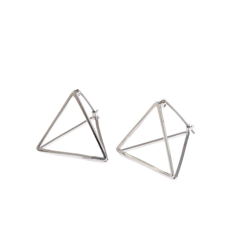 1 пара 3 цветов простые панк геометрические треугольные серьги-гвоздики модные ювелирные изделия подарок для девочек aros de plata 925 женщина brincos - Окраска металла: Silvery