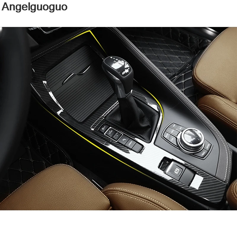 Carbon fiber ABS Car Center Console Gear Shift Panel Cover Trim frame For BMW X1 F48- Car Accessories( LHD