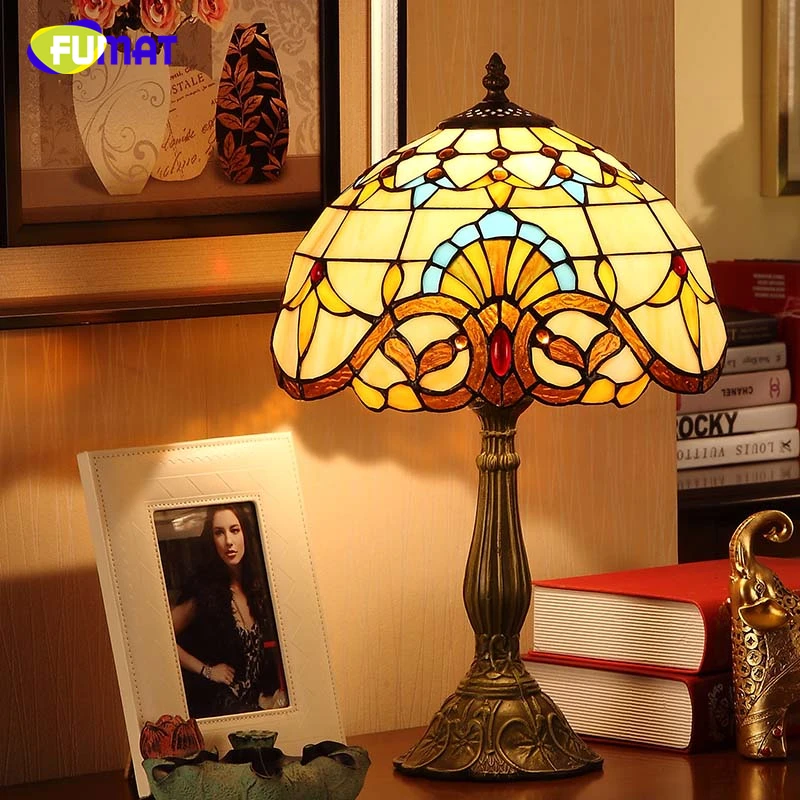 FUMAT Baroque Stained Glass Table Lamps For Living Room ...