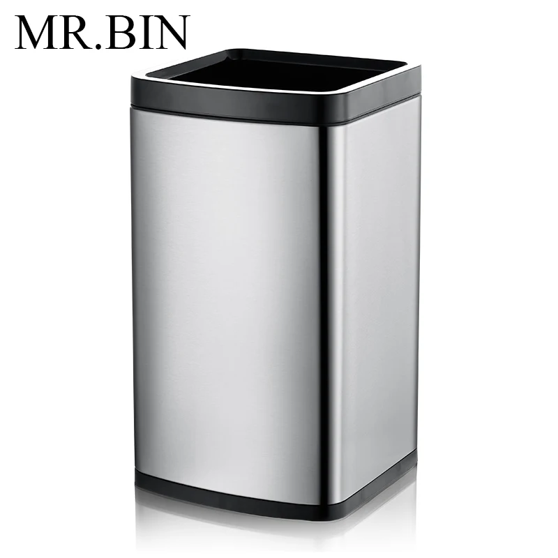 

MR.BIN 12 Litre Open Top Trash Can with PP Removable Container Removable Ring Liner Stainless Steel Waste Bin for Living Room