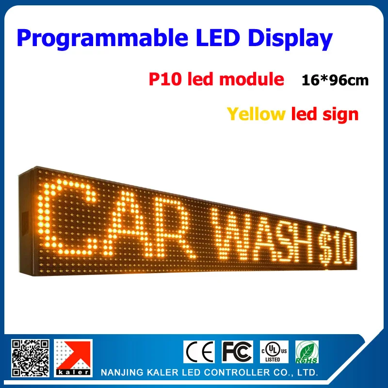 

Outdoor LED display p10 sing yellow color led sign for store bank hospital etc.9''*40'' waterproof text led screen outdoor