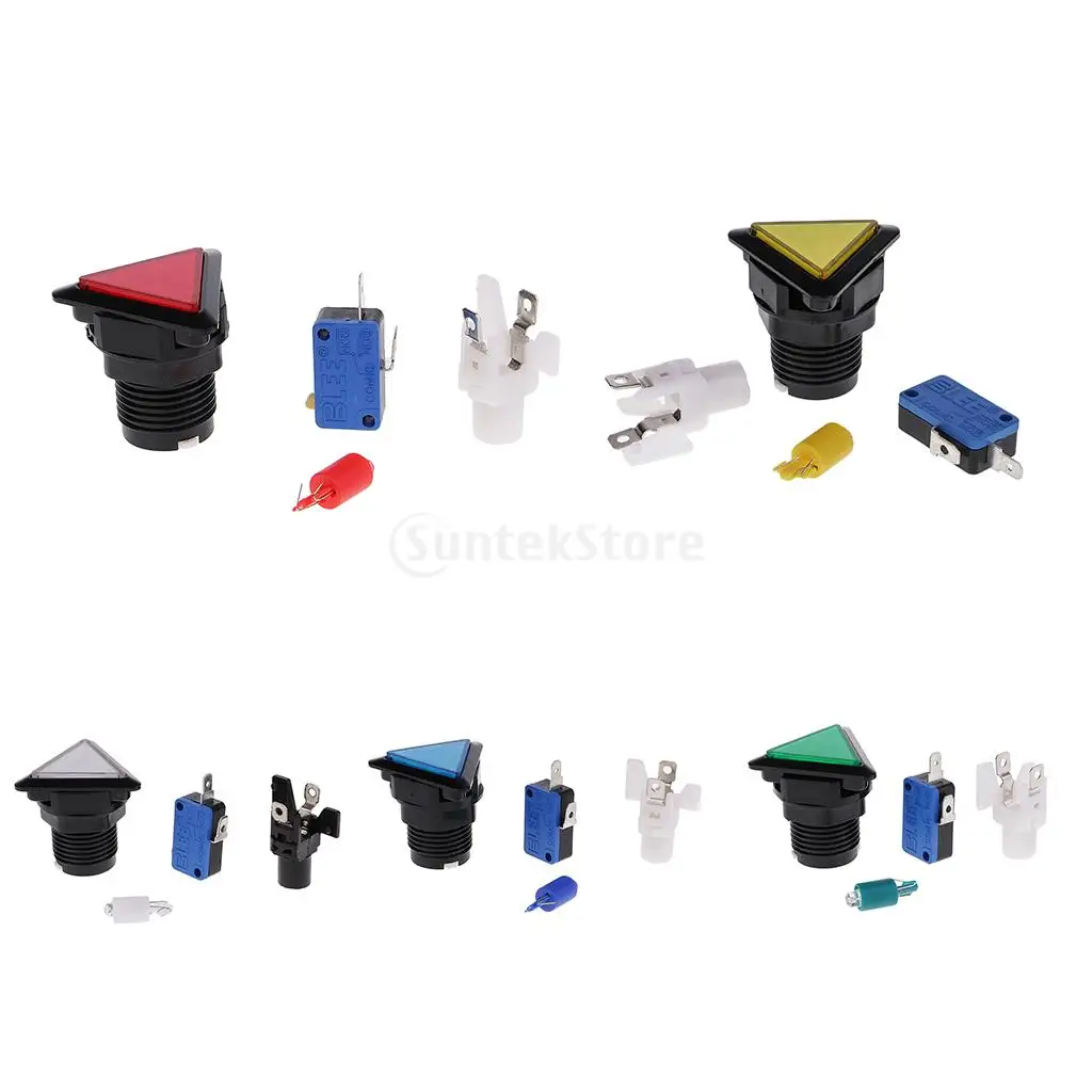 Triangle Arcade Game Machine Push Button with 12V led lamp illuminated 3.9x3.9cm