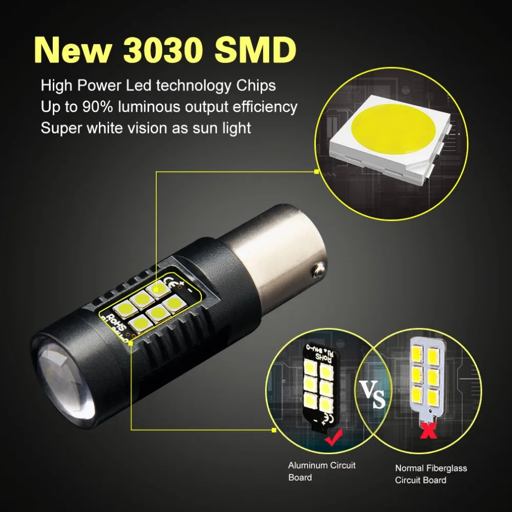 1156 ڵ LED  ,  , 12V-24V, BA15S P21W, BAU15S, PY21W, BAY15D, LED 1157 P21/5W, R5W Canbus, 2 