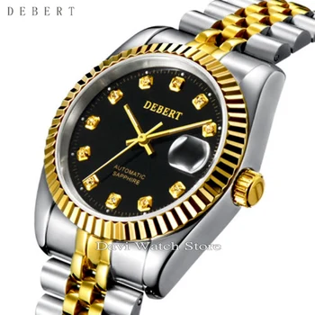 

36mm Debert stainless Steel case Black Dial Automatic Date Men's Watchees