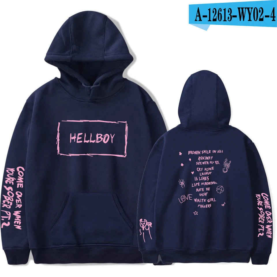 New lil peep Hoodie Men and Women Fans Sweatshirt Hoodies Sweatshirts Long Sleeve Print Hip Hop lil peep Boy Casual Clothes - Цвет: navyblue