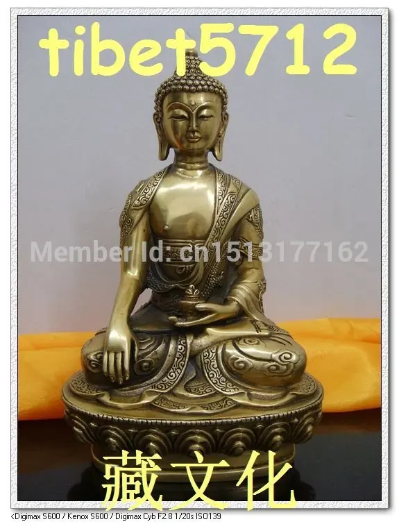 

8" TALL TIBETAN NEPAL BRONZE SHAKYAMUNI BUDDHA STATUE CARVING DRAGON AND PHENIX Bronze Finish Buddha Healing Statue