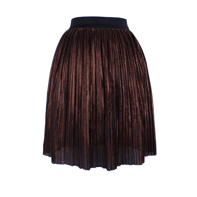 coffee leisure party wear loose pleated elastic waist female skirts