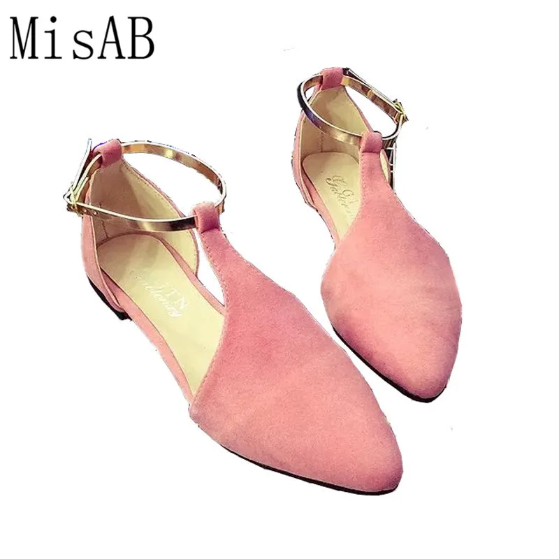 online 2018 NOVA Moda Mulher Apartamentos primavera verão Mulheres Sapatos de qualidade superior T cinta sandálias das mulheres camurça conforto Plana mais tamanho ALF192