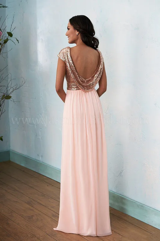blush and rose gold dress