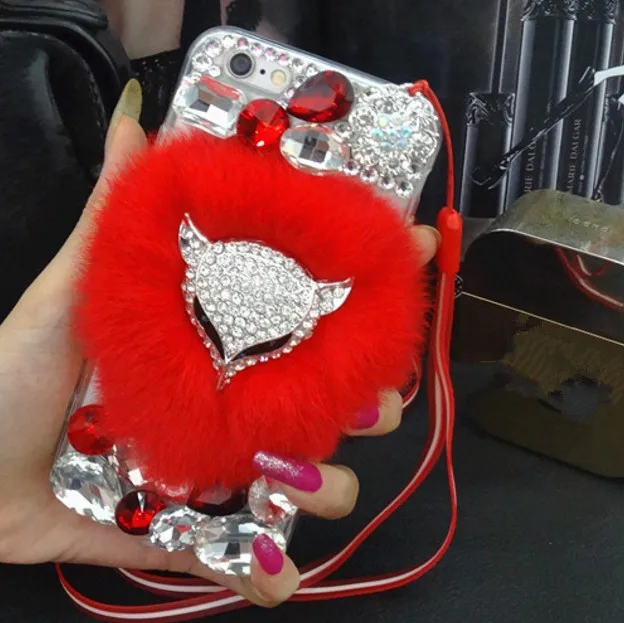 

Luxury fox head Bling Warm Soft Rabbit Fur Hair Phone Case For Huawei Honor8 9 10 20 Lite V10 V20 7X 8X Nova2 3 4 5 Coque