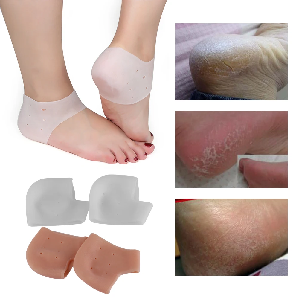 1 пара силиконовые увлажняющий Гелеобразные напяточники Защитные носки сухой потрескавшейся Компрессионные носки облегчить боль в пятке носки гигиенические с отверстием