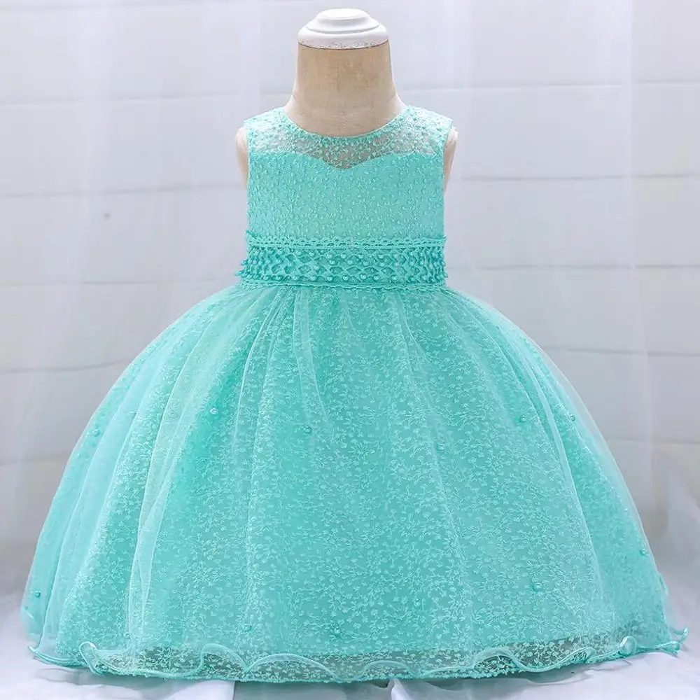 Платье для новорожденных девочек; платье из тюля с вышивкой «звездное небо» для маленьких девочек; платье на крестины; праздничный костюм принцессы для малышей - Цвет: green