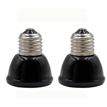 

2 pcs 110V 220V Pet Mini Heating Light 25W 50W 75W Infrared Ceramic Emitter Heat Bulb Black For Reptile Pet Brooder Lamp