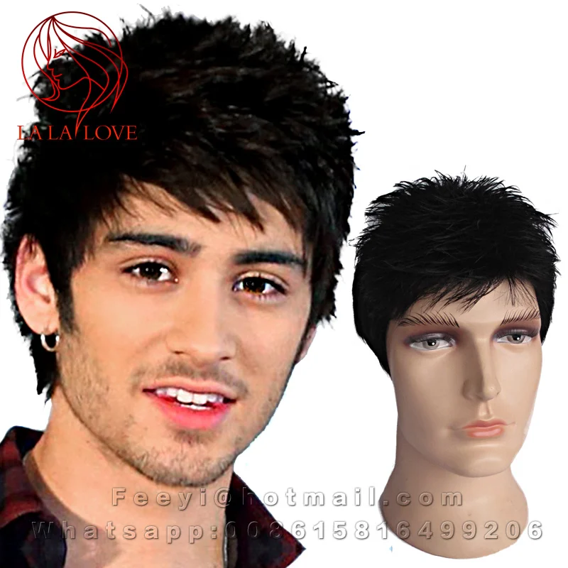 

Natural Brazilian human wigs For Older Men Full Hair Wig Handsome Women Mens short cut wigs Human real Hair piece Black wig cap