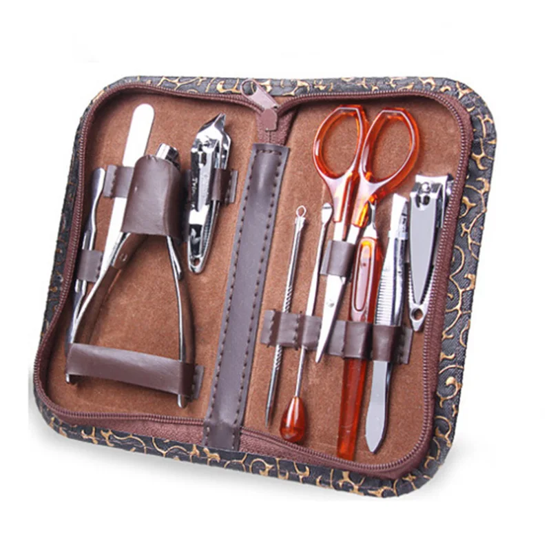

2018 Hot Sale All in One 10pcs Manicure Pedicure Care Tools Set with Suitcase Bag for Nail Art Products