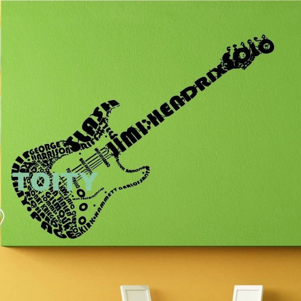 Music Electric Guitar Words Sticker Musical Instrument Wall Sticker