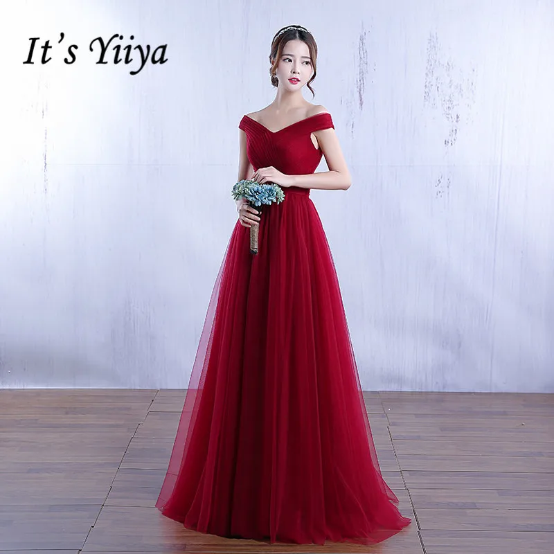 

Free Shipping Pregnancy Pink Wine Red Floor Length Prom Dresses Tulle Boat Neck Women Party Gowns 2017 Summer Custom Made YA003