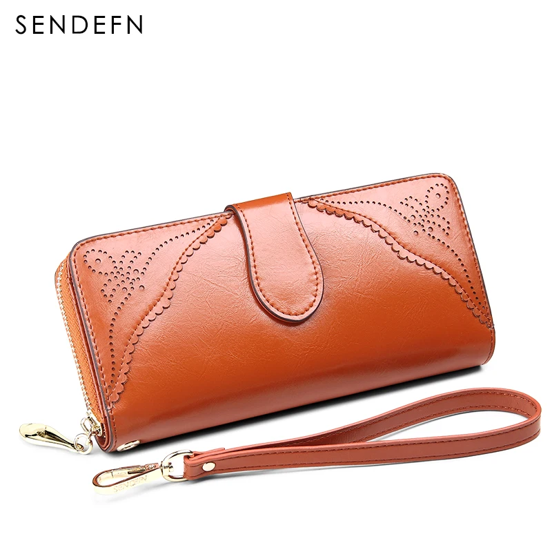 

Sendefn fashion women wallets brand long split leather lady hasp zipper clutch purse