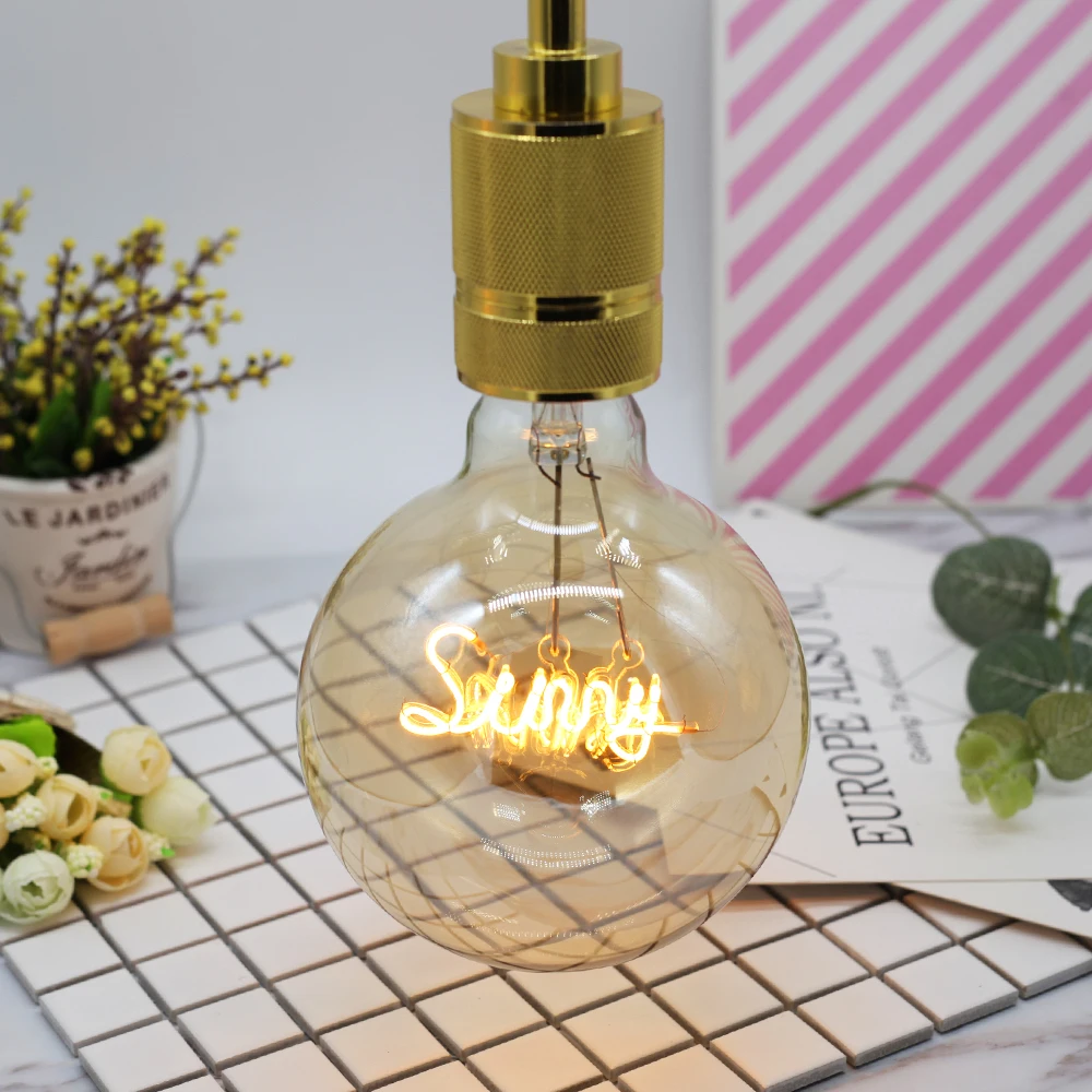 

TIANFAN Vintage Light Bulbs Led Bulb 4Watts Pendant Light Bulbs Sunny Letters Decorative Light Bulbs 220/240V E27 Golden