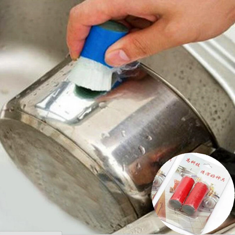 

2PCS New Magic Stainless Steel Kitchen Metal Rust Remover Cleaning Detergent Stick Wash Brush Pot Kitchen Gadgets Cooking Tools