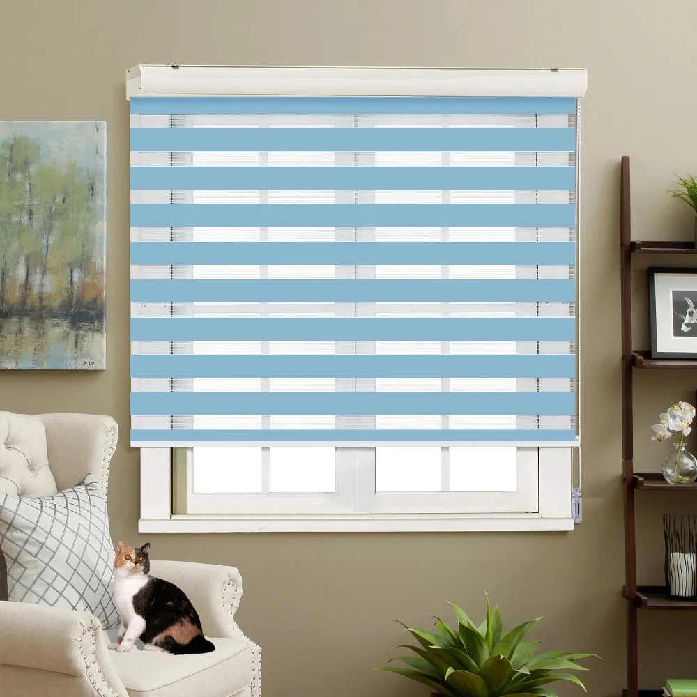 Ajustable luz del sol casa azul cielo cenefa Dual persianas Zebra persianas personalizado persianas Ajustable luz del sol casa azul cielo cenefa Dual persianas Zebra persianas personalizado persianas