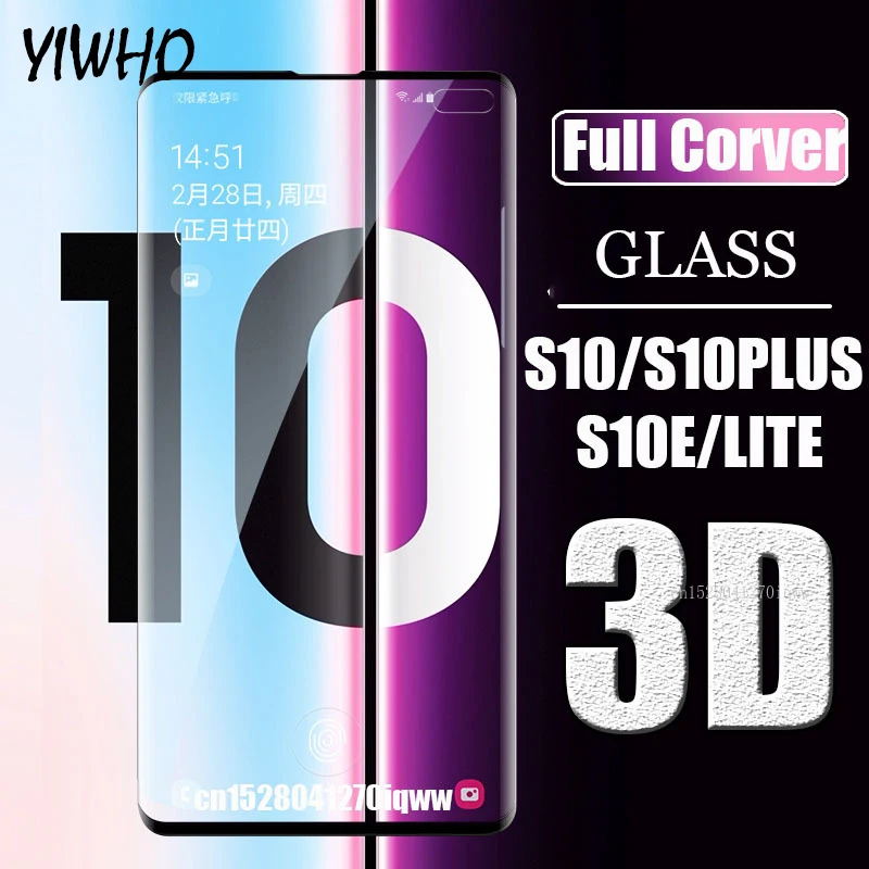 

Full Corver Edge Tempered Glass on For Samsung Galaxy S10 PLUS S10E S10 Lite Protective Glas Tremp Screen Protector Safety Sheet