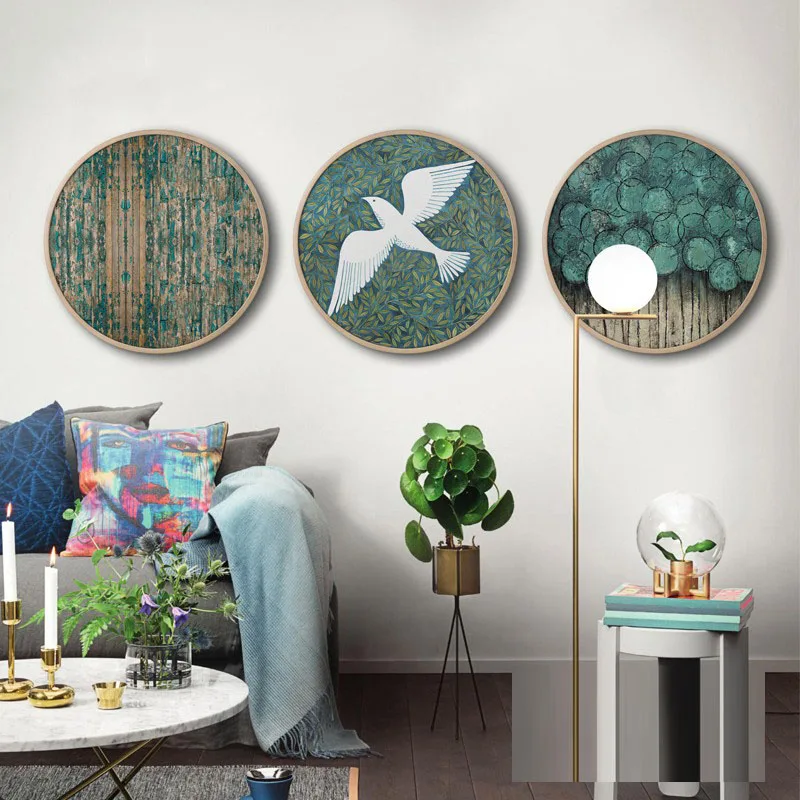 

EECAMAIL Modern Living Room Diamond Painting Nordic Round Diamond Cross Stitch Restaurant Paintings Porch Diamond Embroidery DIY