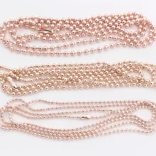 5 шт./лот, 3 размера, 1,5 мм, 2,0 мм и 2,4 мм, розовые позолоченные шарики, цепочка, ожерелье, разъем из бисера 65 см(25,5 дюйма