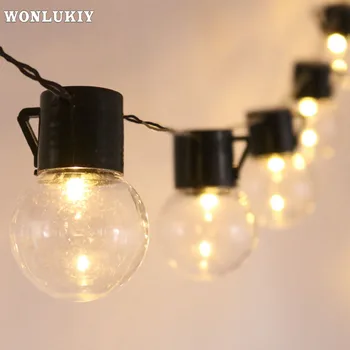 

2.5M/5M/10M Outdoor Lighting 5cm Big Size LED Ball String Lamp 10/20/38 Leds Christmas Lights Fairy Party Wedding Garden Garland