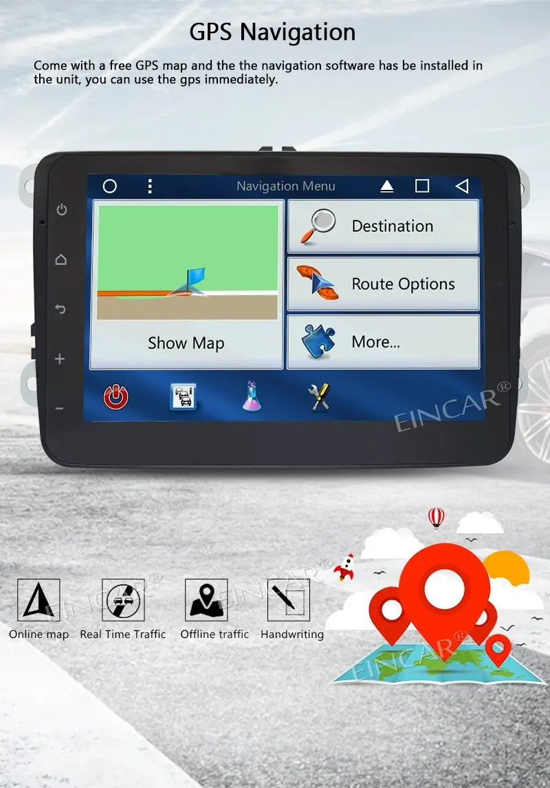Clearance 4G Dongle As gift Eincar 2 Din Android 7.1 Stereo Radio GPS Navigation Car DVD Player special for Volkswagen Support WIFI OBD2 1