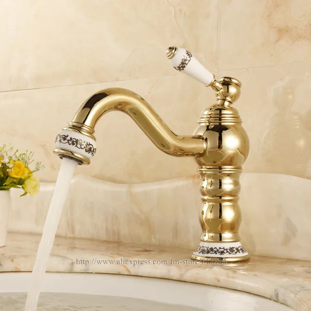 Stile cinese In Ceramica Color Oro Ottone Rubinetto Del Bagno Bacino ... Stile cinese In Ceramica Color Oro Ottone Rubinetto Del Bagno Bacino ...