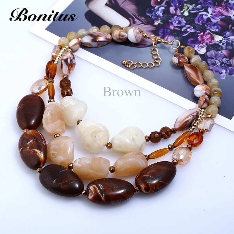 [Bonitus Jewelry] Новое поступление, модное многослойное ожерелье-чокер из полированного пластика для женщин HOT06N3151