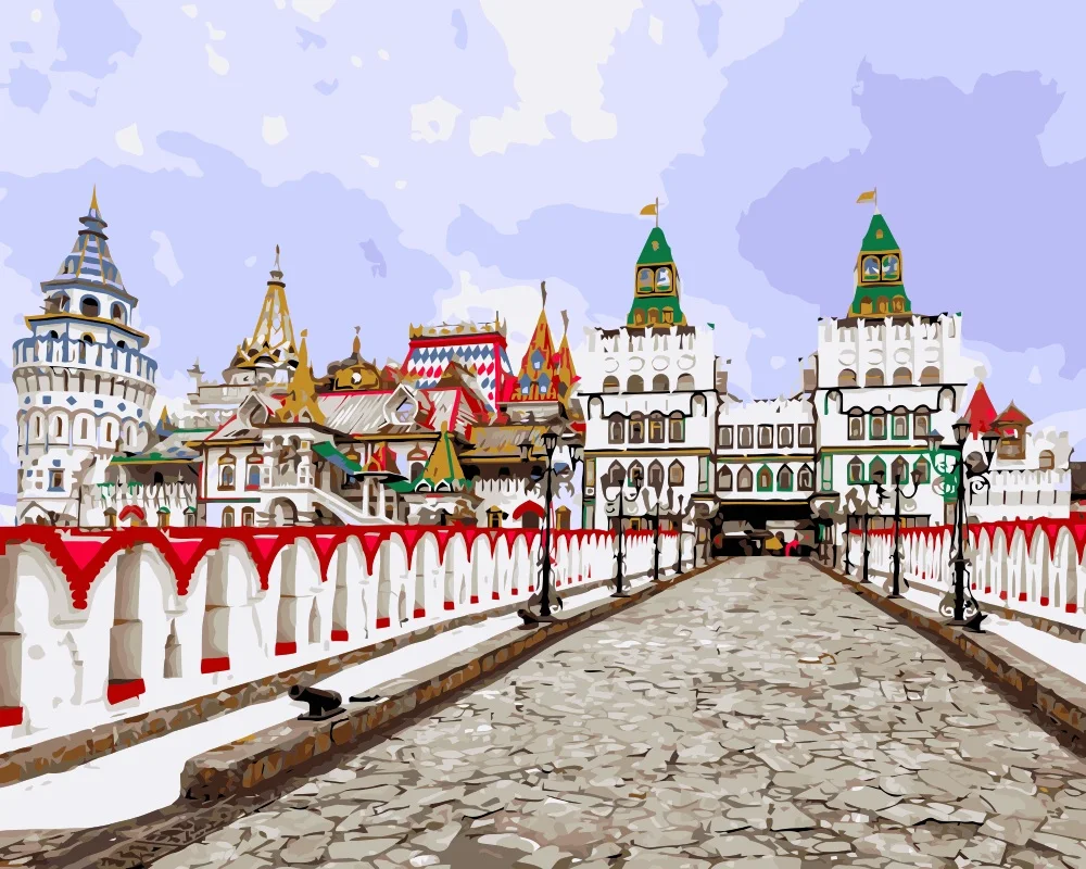 

MaHuaf-i125 DIY painting by numbers art canvas painting for living room wall frameless 40x50cm landscape Moscow Bridges Temples
