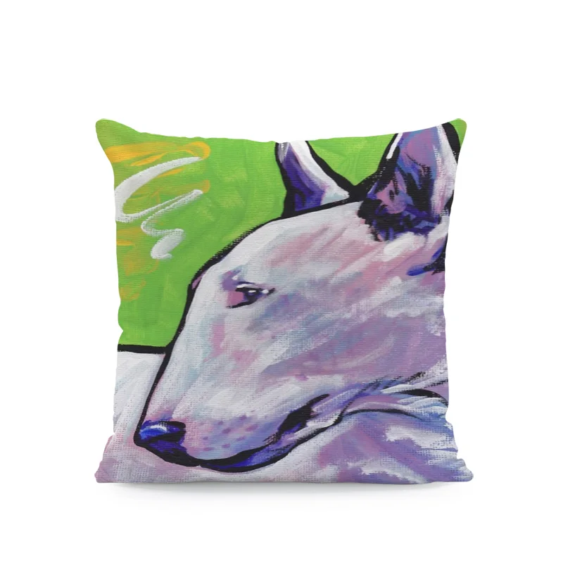 Oil Painting Dog Pillow Cushions Bull Terrier Chihuahua Dachshund Peach Skin Cover Pillows Decoration Home Sofa Seat Pillowcases