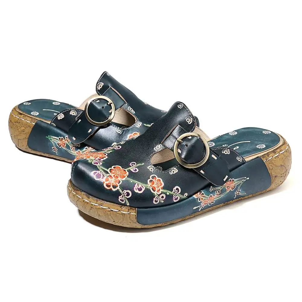SOCOFY/сандалии на платформе из натуральной кожи с регулируемой пряжкой и цветочным узором в стиле ретро; богемная Женская обувь в стиле ретро