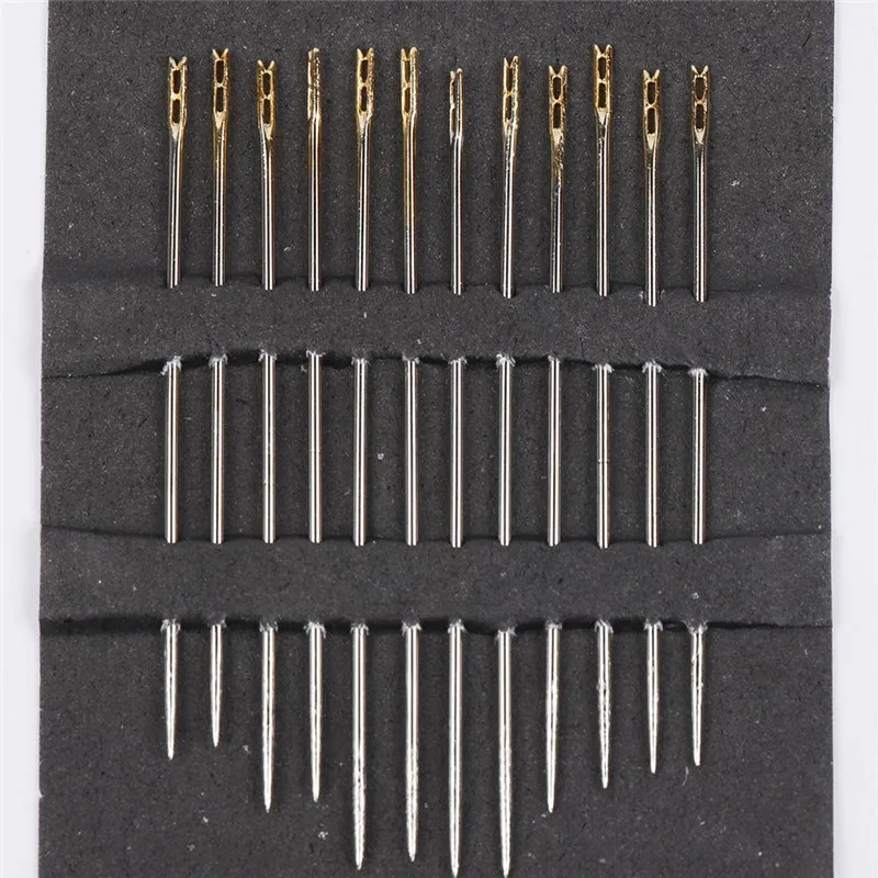 

12Pcs Stainless Steel Sewing Needles Pratical Elderly needle-side hole blind needle Needless threading hand household sewing