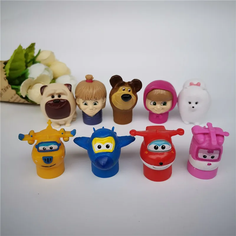 

5 pcs/lot PVC Popular Cartoon Figure People Animal Dolls Size 3CM-4CM Fit For Pen Cap Random Mixed Toys For Children