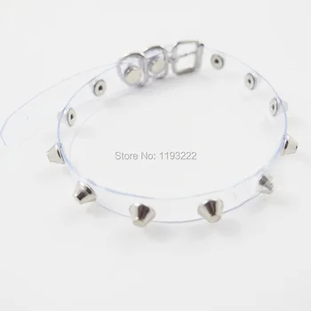 

Sexy Punk Harajuku Rock Buckle PVC 100% Handmade Vinyl Clear Choker Spikes Rivets Collar Necklace