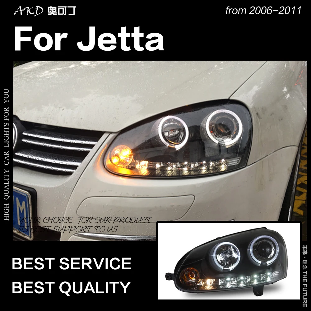 AKD Автомобиль Стайлинг для фары для Volkswagen Jetta 2006-2011 Jetta Gli светодиодный круглая фара-ореол светодиодный Drl Hid Bi Xenon авто аксессуары