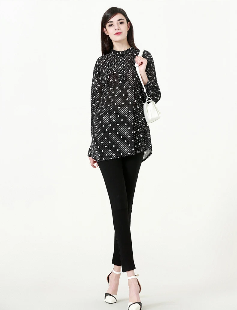 

Spring Autumn Women Muslim Blouse Polka Dot Islamic Blouses Big Size 6XL Long Tops Ropa Musulmana de mujer Turkey Clothing