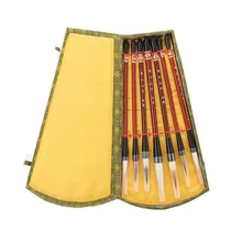 7 шт. коричневый белый уизель пони шерсть волосы Китайский Японский ручка-кисть для каллиграфии набор искусство для школы инструменты для рисования+ коробка для хранения