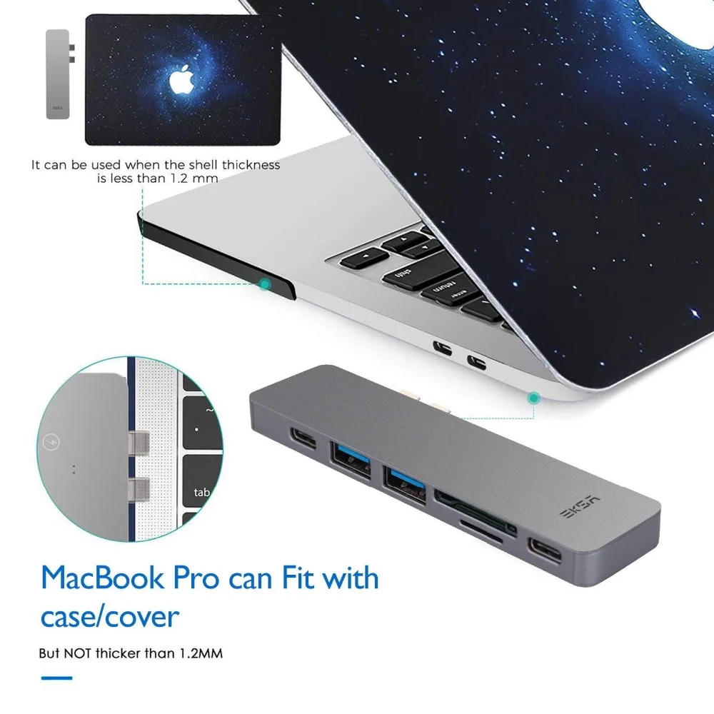 EKSA Thunderbolt 3 USB C концентратор к HDMI 4K type C концентратор адаптер с PD USB3.0 порт для MacBook Pro2016///Air 7 в 1 концентратор