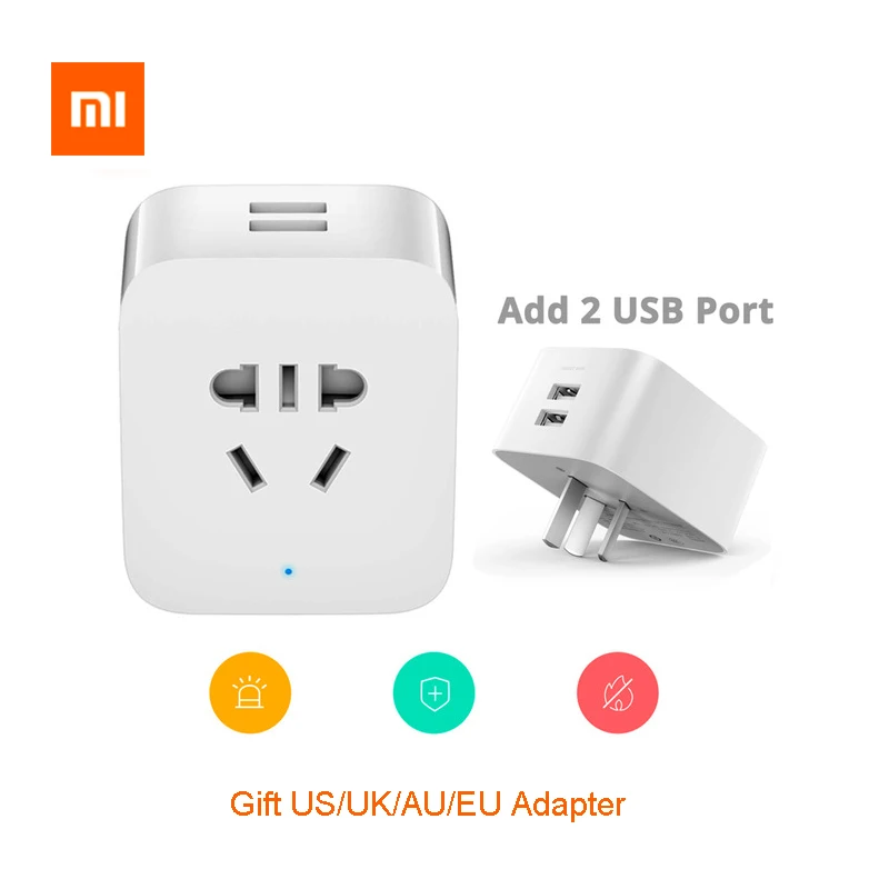 Xiaomi Mijia умная розетка Enhaced WiFi Беспроводная дистанционная розетка 2 USB адаптер для путешествий UK/US/AU/EU электрические вилки