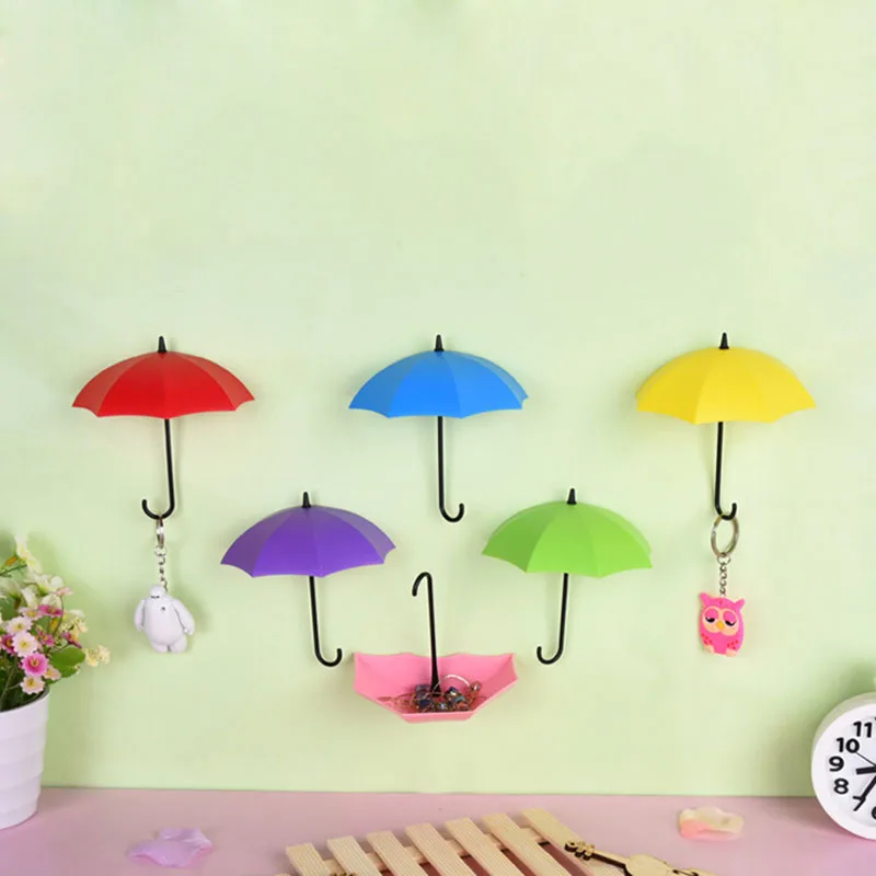3PCs/pack Umbrella Shape Colorful Wall Mount Key Holder Storage Stand
