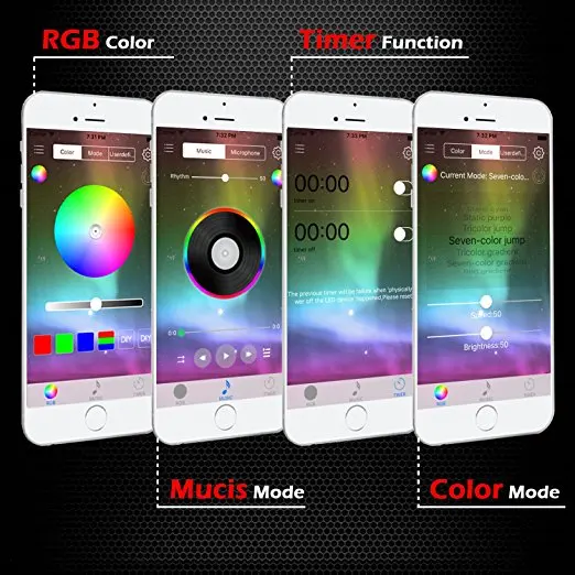 New Car RGB LED Neon Interior Light Lamp Strip Decorative Atmosphere Lights Wireless Phone APP Control For Android IOS 12V New Car RGB LED Neon Interior Light Lamp Strip Decorative Atmosphere Lights Wireless Phone APP Control For Android IOS 12V