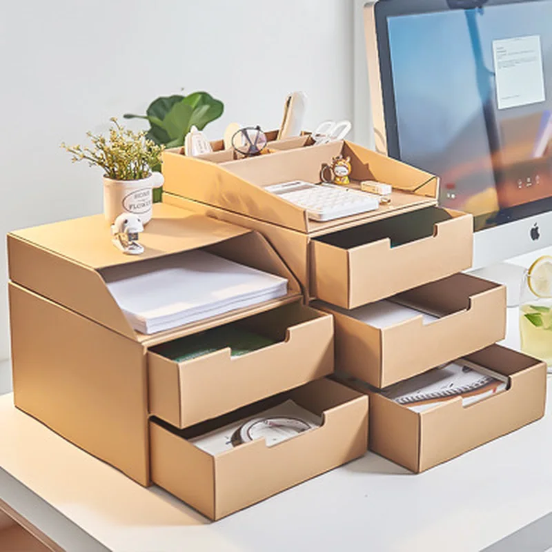 

Multi-layer File Drawer Storage Box Creative Multifunctional Kraft Paper DIY Sundry Document Home Cosmetic Jewelry Organizer